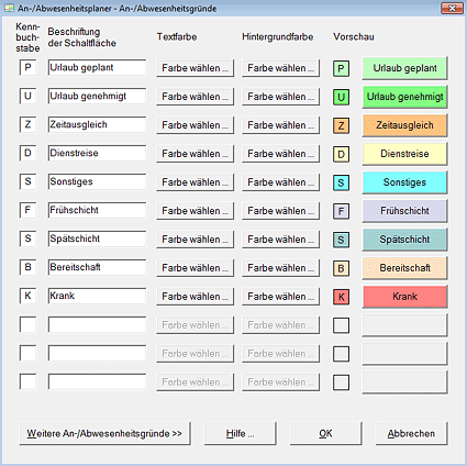 An-/Abwesenheitsgründe