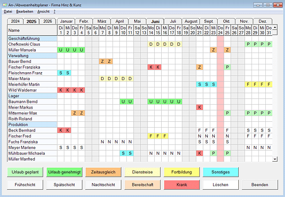 An-/Abwesenheits- und Urlaubsplaner