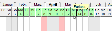 Programmfenster An-/Abwesenheitsplaner